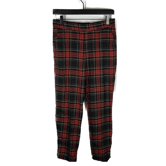 Zara Pants - Zara Trf Red Tartan Check Plaid Trousers size M